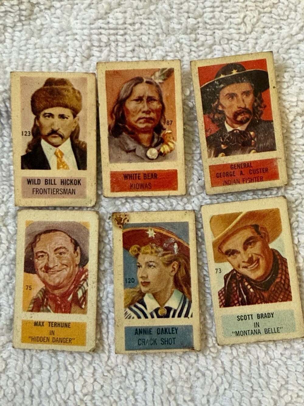 Vintage 1950 Fleer Indian Gum Cards - Lot of 6 Wild West Trading Cards